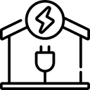 icône de maison avec prise éléctrique